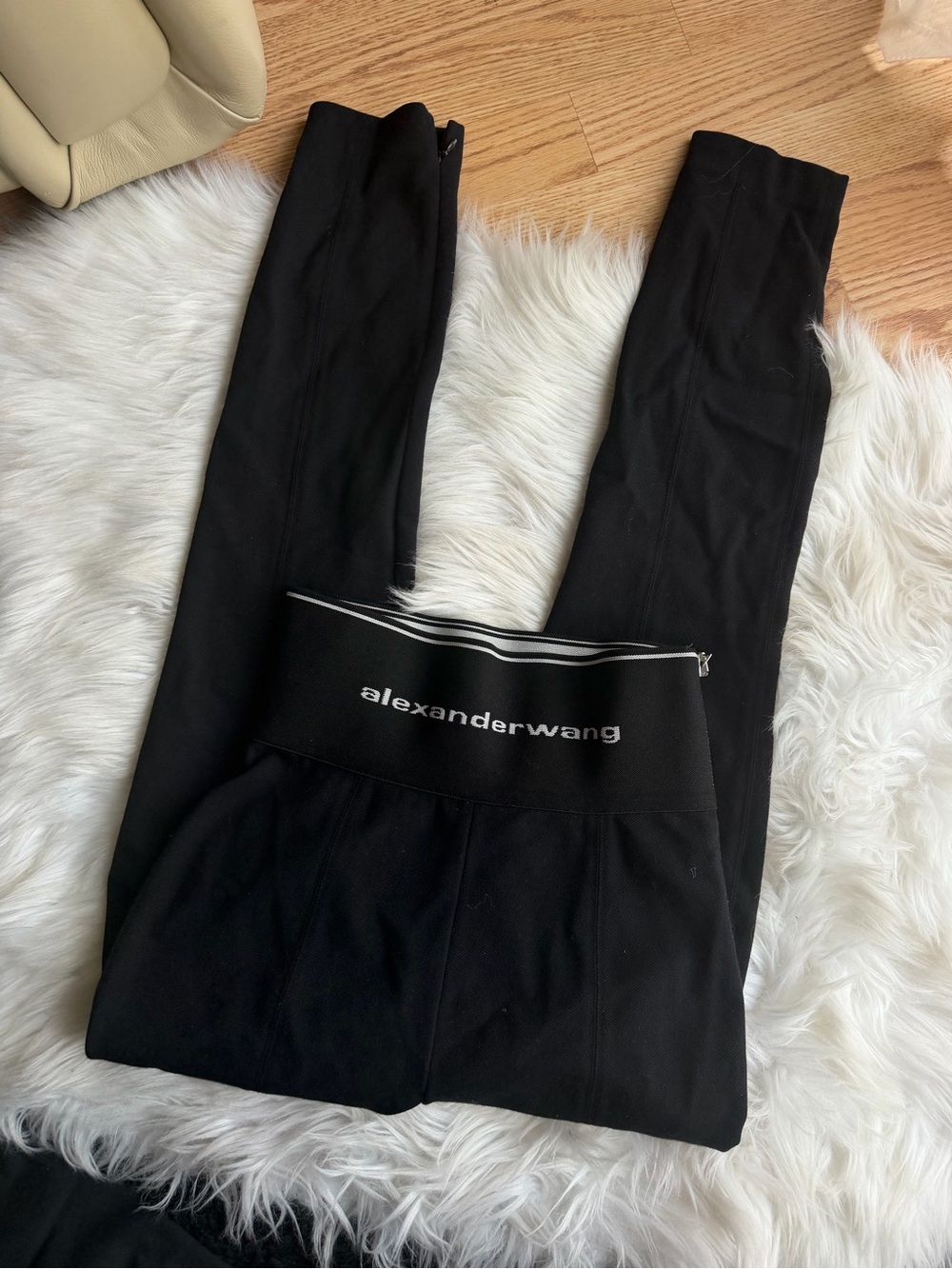 Authentic Alexander Wang Black Logo Waistband Leggings